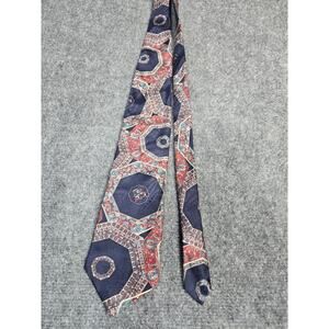 Oscar deLaRenta~Men’s 100% Silk~ Tie~ Navy Blue ~ Oriental Rug Style ~VGC ~